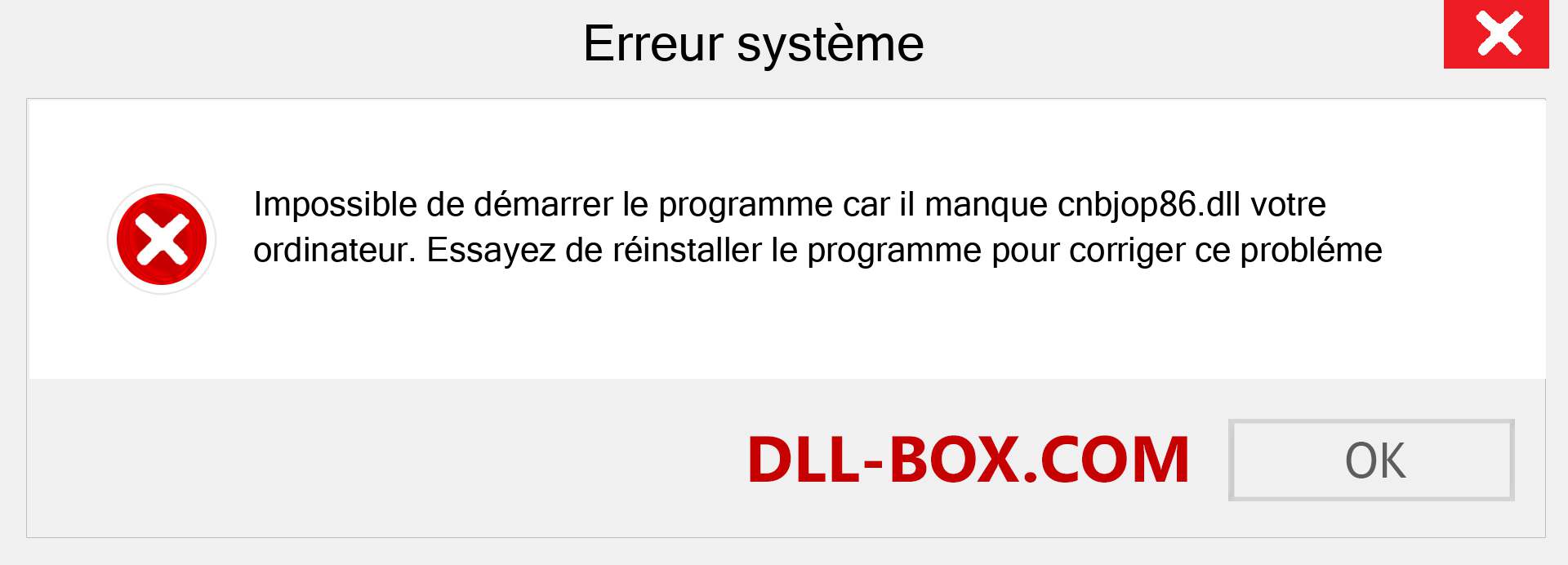 Le fichier cnbjop86.dll est manquant ?. Télécharger pour Windows 7, 8, 10 - Correction de l'erreur manquante cnbjop86 dll sur Windows, photos, images